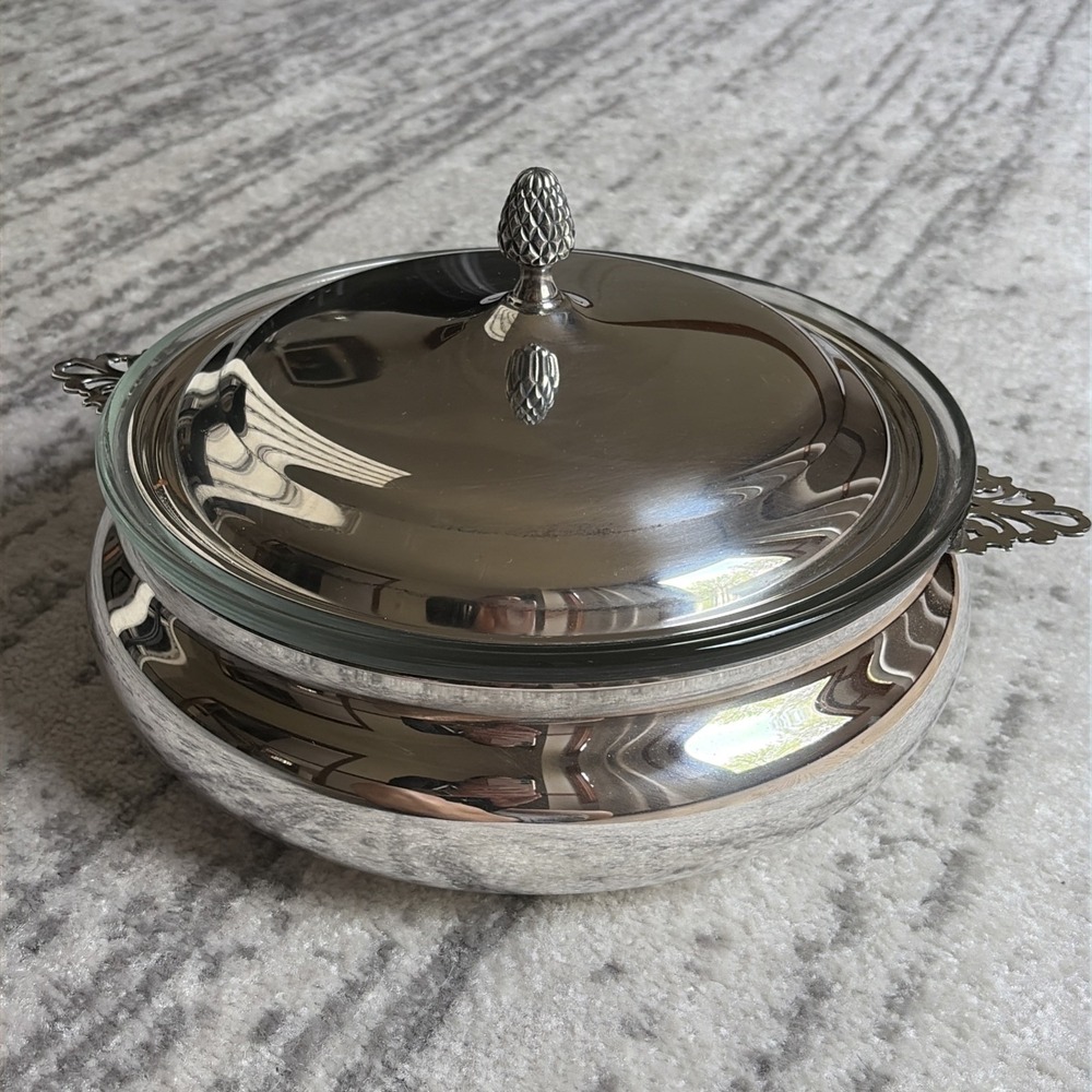 Reed and Barton Kingston Silver Plated Casserole Buffet Serving Dish w Liner Lid